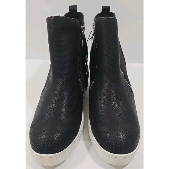 Journee Collection~Woman Size 12M~Pennelope Wide Width Double Zip Wedge Sneakers - Picture 9 of 13